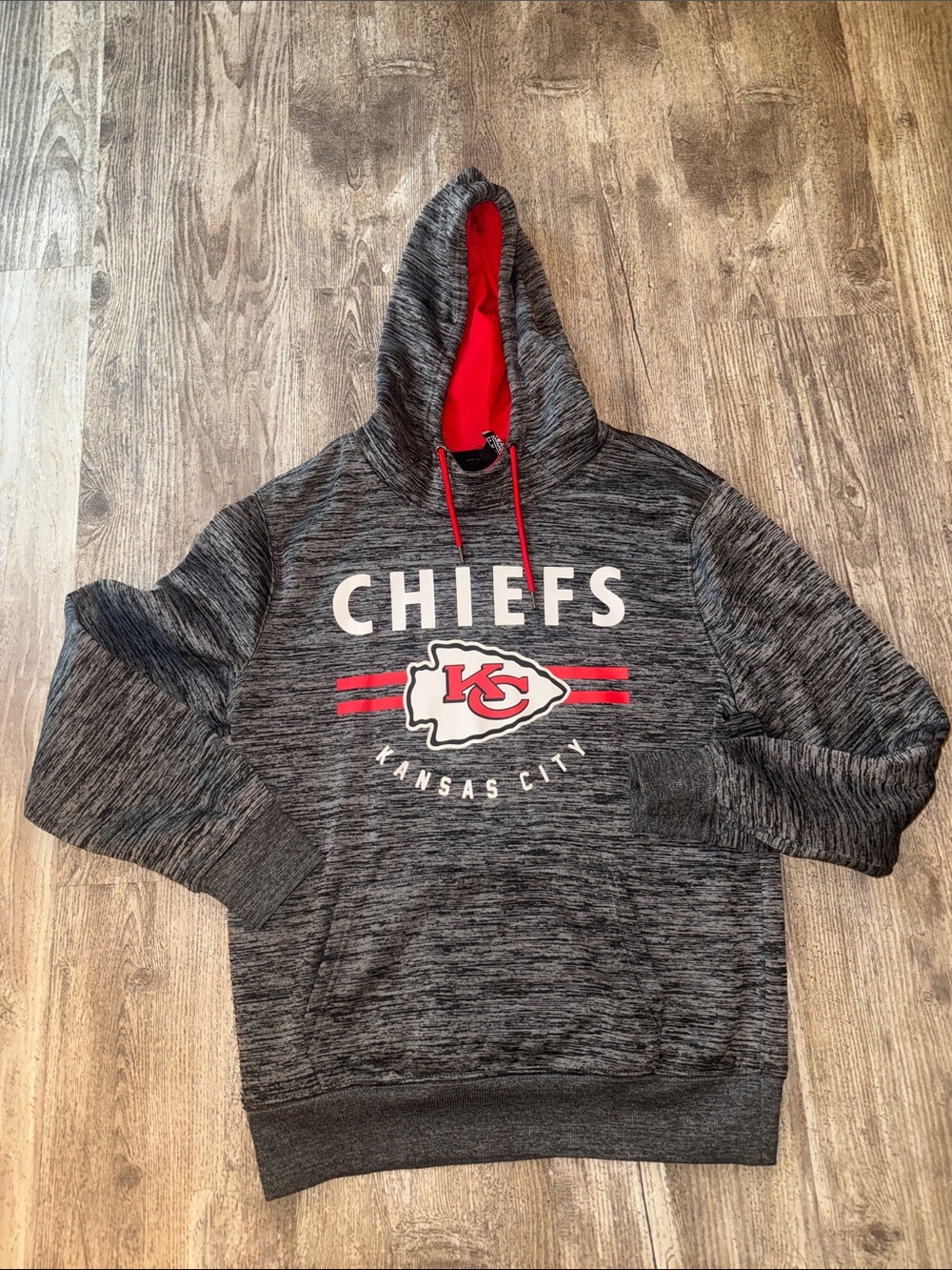 NFL Kansas City Chiefs Gray & Red Crewneck Hoodie